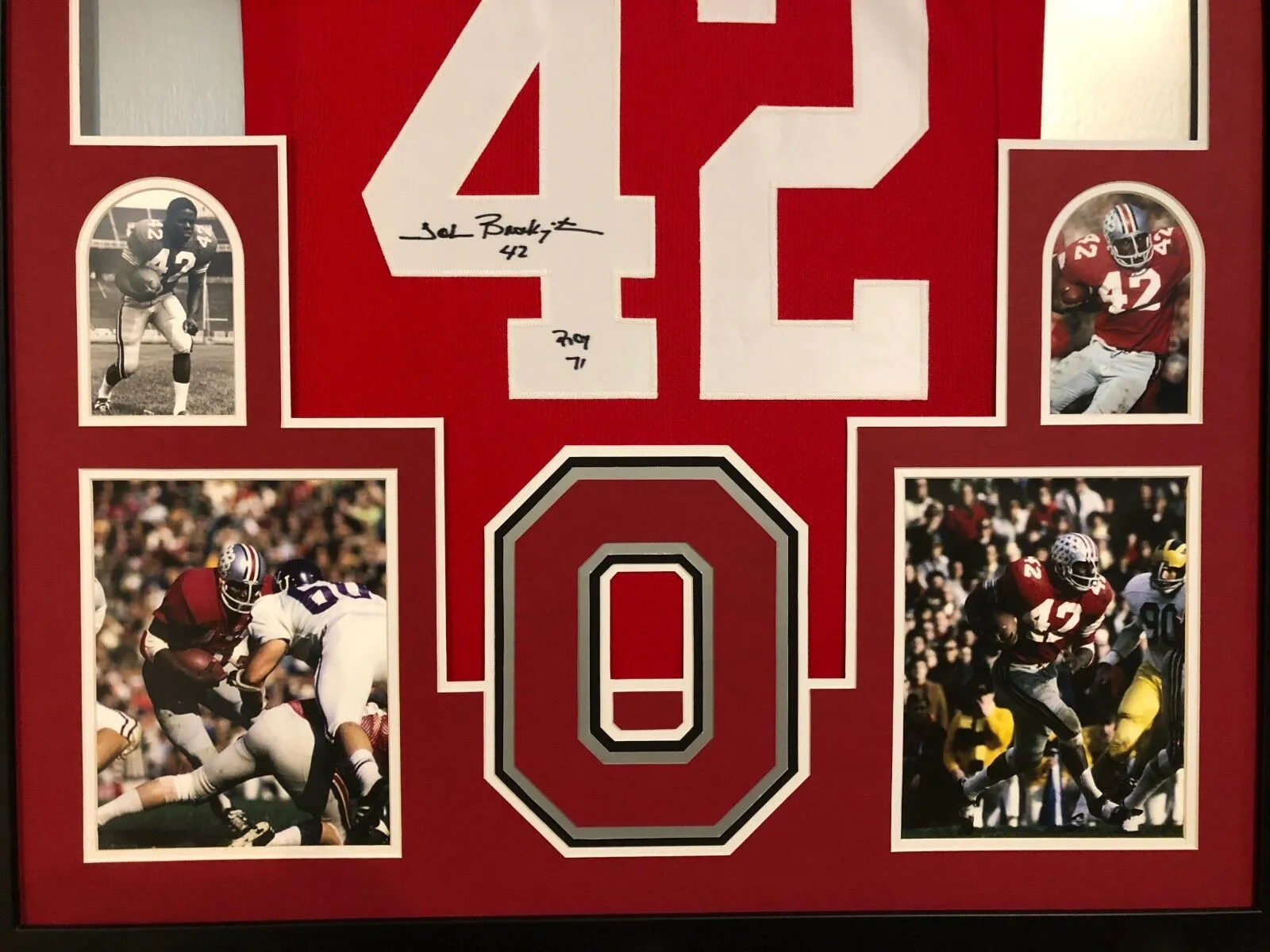 FRAMED OHIO STATE BUCKEYES JOHN BROCKINGTON AUTOGRAPHED SIGNED JERSEY JSA COA