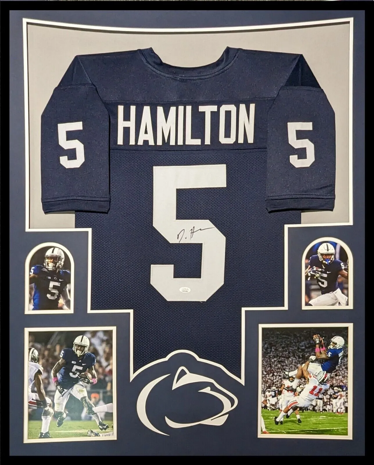 FRAMED PENN STATE NITTANY LIONS DAESEAN HAMILTON AUTOGRAPHED JERSEY JSA
