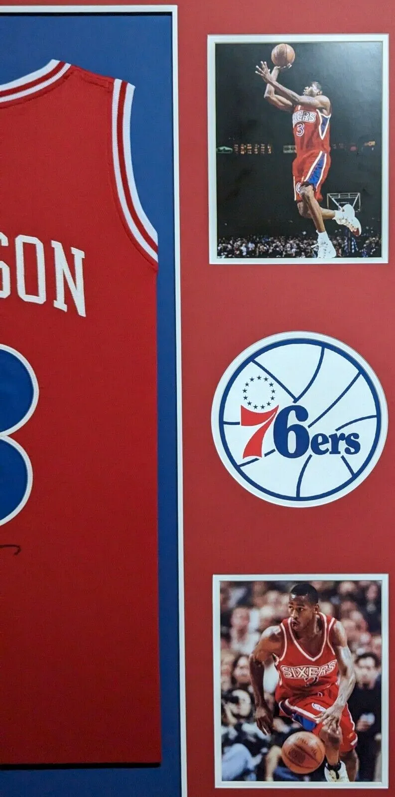 FRAMED PHILADELPHIA 76ERS ALLEN IVERSON AUTOGRAPHED SIGNED JERSEY JSA COA