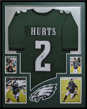FRAMED PHILADELPHIA EAGLES JALEN HURTS AUTOGRAPHED SIGNED #2 JERSEY JSA COA