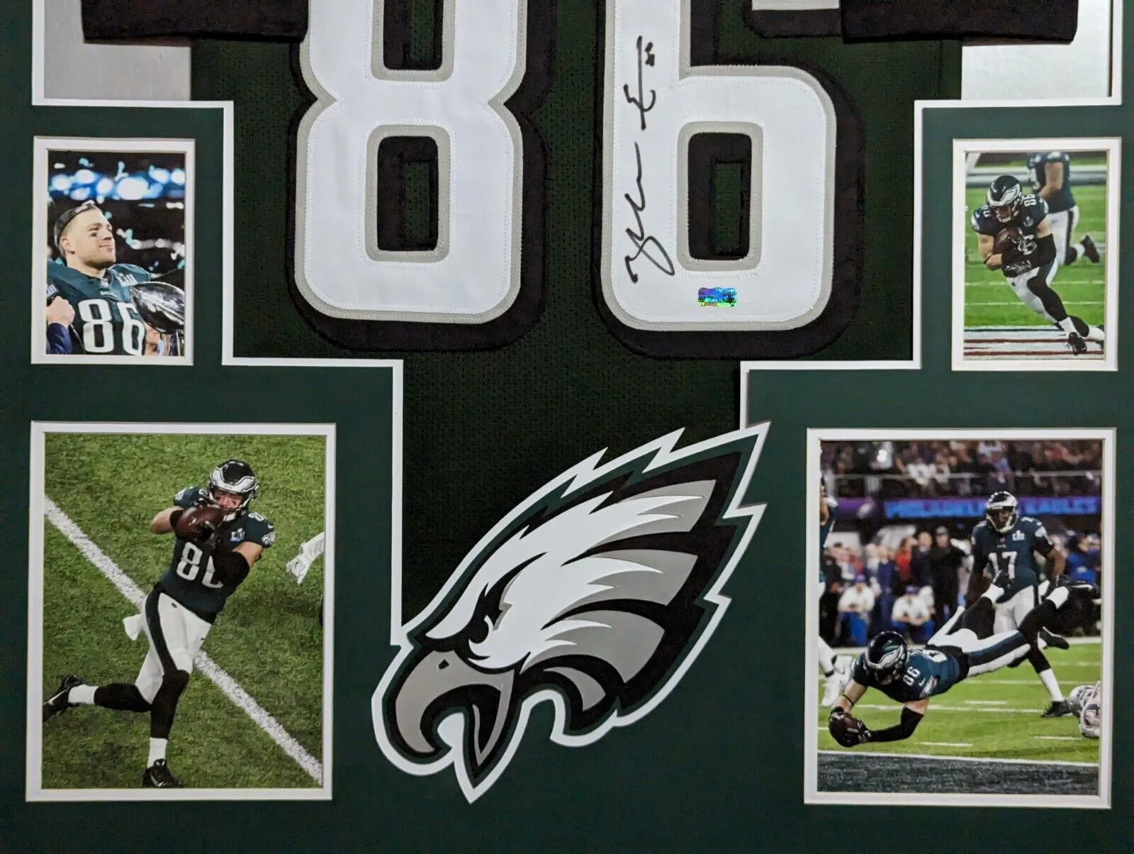 FRAMED PHILADELPHIA EAGLES ZACH ERTZ AUTOGRAPHED JERSEY JSA COA