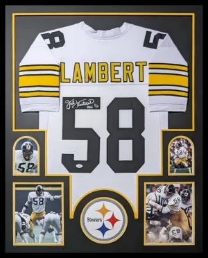 FRAMED PITTSBURGH STEELERS JACK LAMBERT AUTOGRAPHED INSCRIBED JERSEY JSA COA