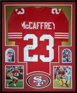 FRAMED SAN FRANCISCO 49ERS CHRISTIAN MCCAFFREY AUTOGRAPHED SIGNED JERSEY JSA COA