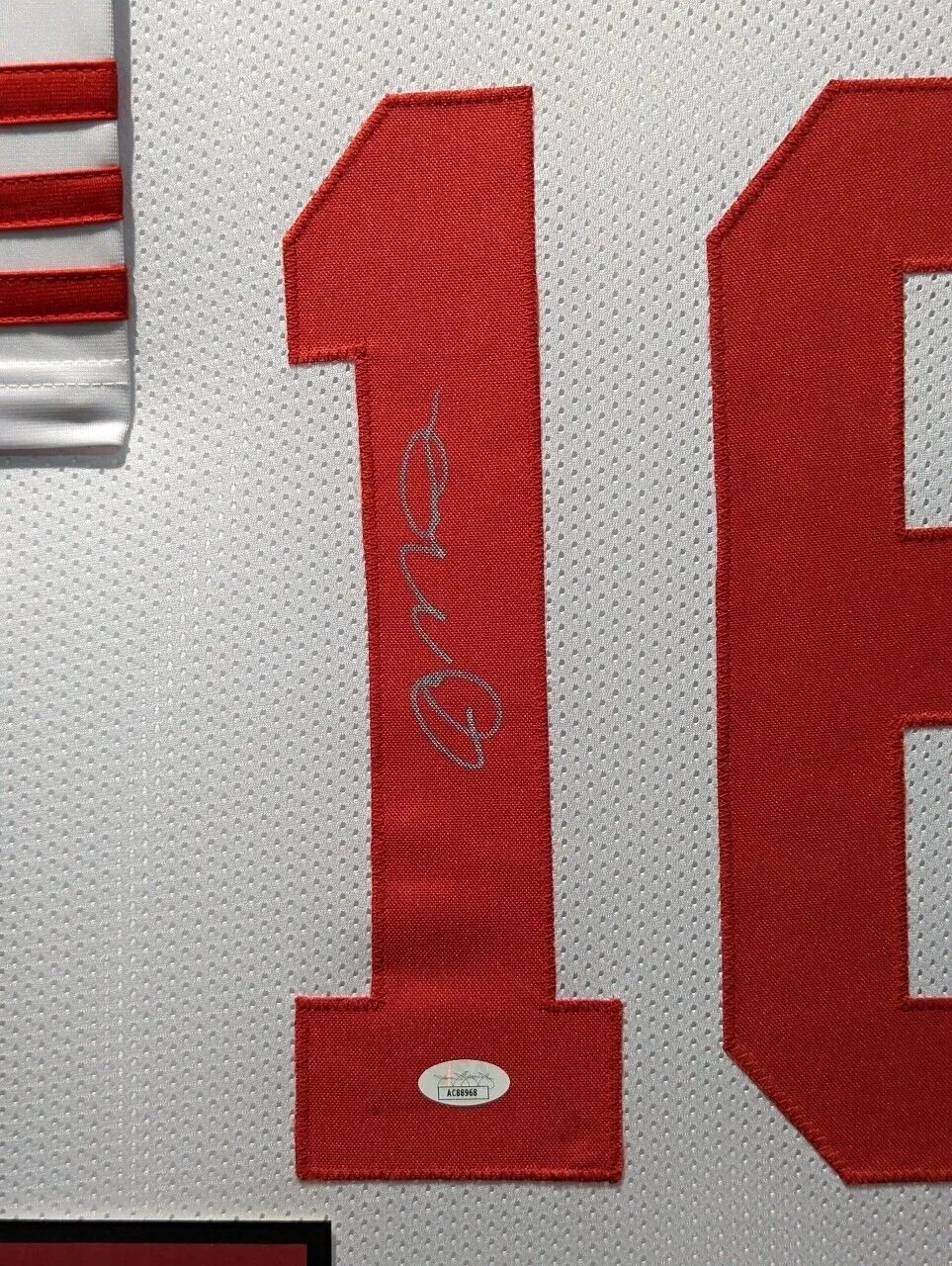 FRAMED SAN FRANCISCO 49ERS JOE MONTANA AUTOGRAPHED SIGNED JERSEY JSA COA