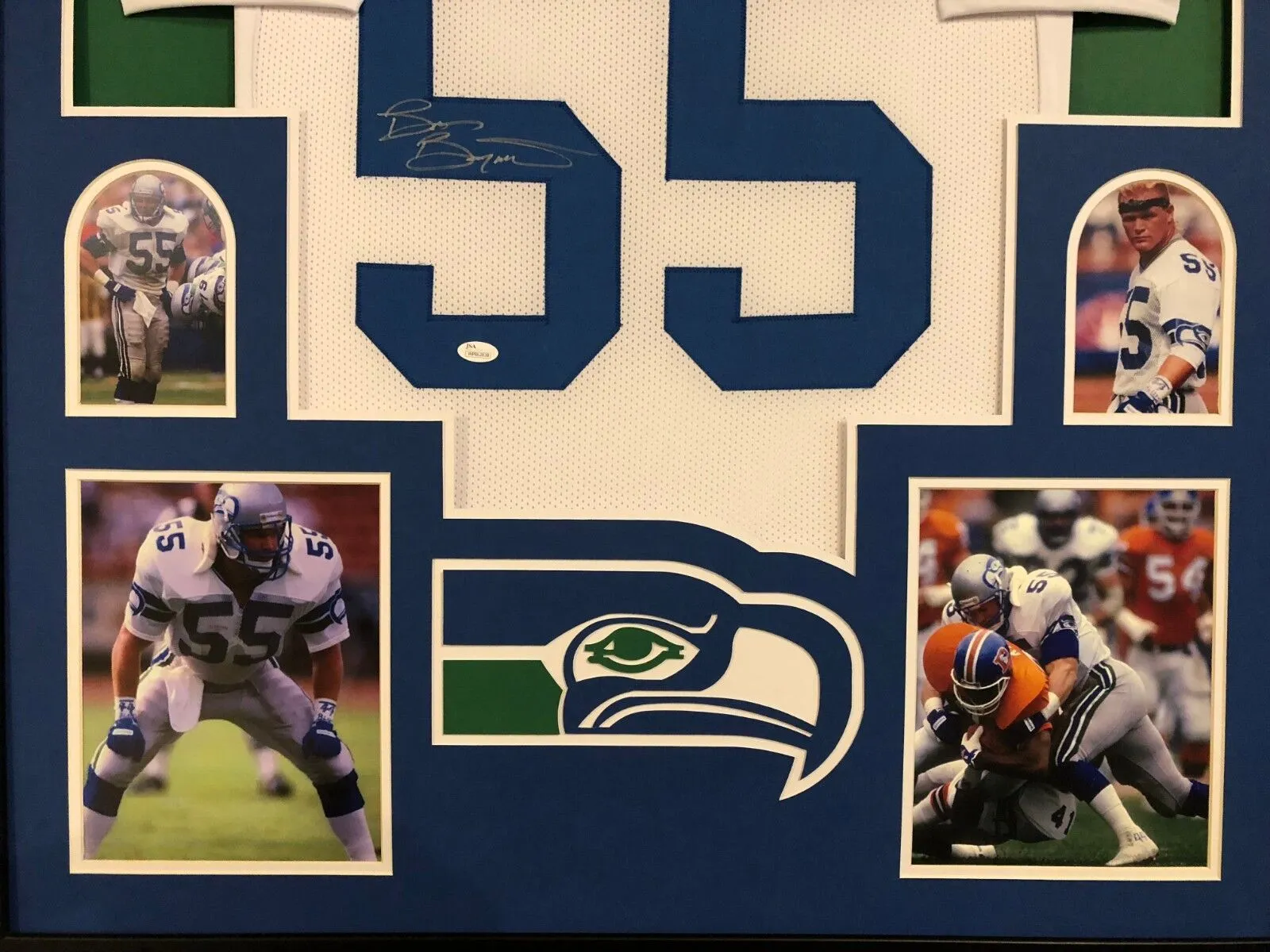 FRAMED SEATTLE SEAHAWKS BRIAN BOSWORTH AUTOGRAPHED SIGNED JERSEY JSA COA