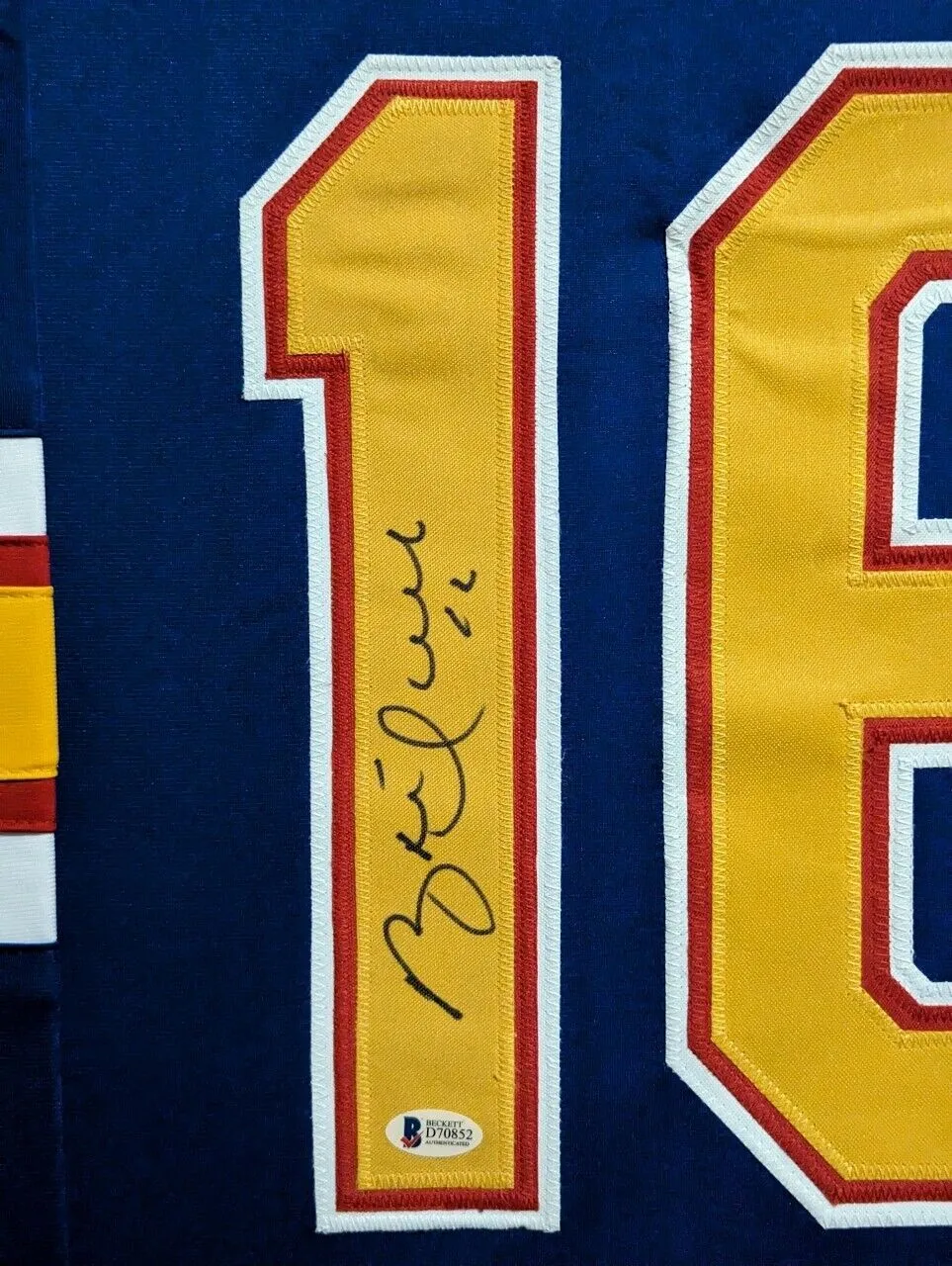 FRAMED ST LOUIS BLUES BRETT HULL AUTOGRAPHED SIGNED JERSEY BECKETT COA