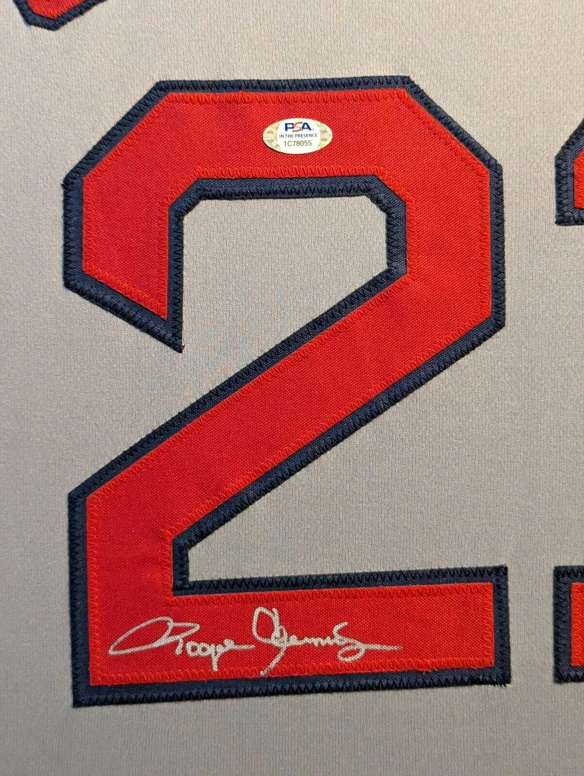 FRAMED SUEDE ROGER CLEMENS AUTOGRAPHED SIGNED BOSTON RED SOX JERSEY PSA COA
