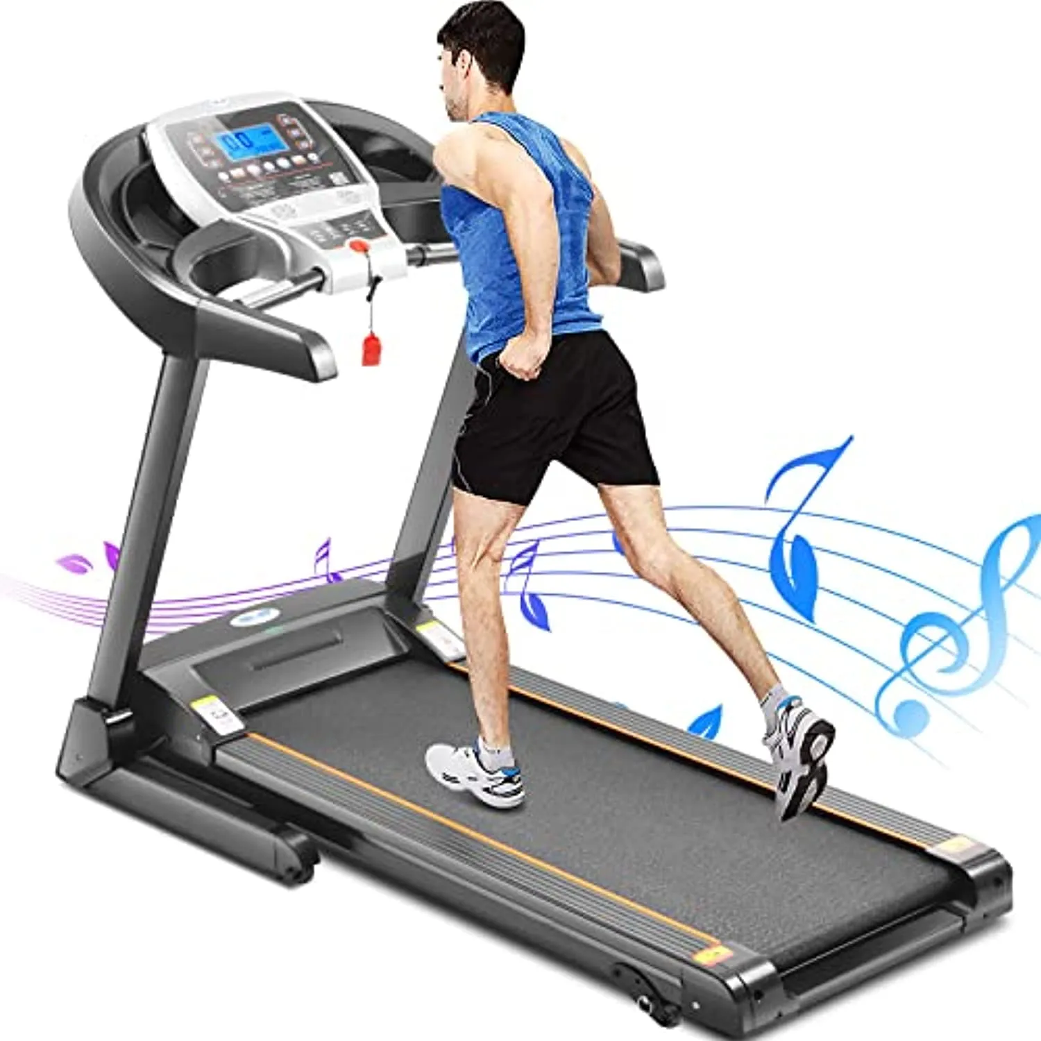 FUNMILY Folding Treadmill 3.25HP with Automatic Incline, 300 lbs Weight Capacity, 3.92ft x 1.41ft Wide Tread Belt, Electric Walking Running Treadmill Machine for Home