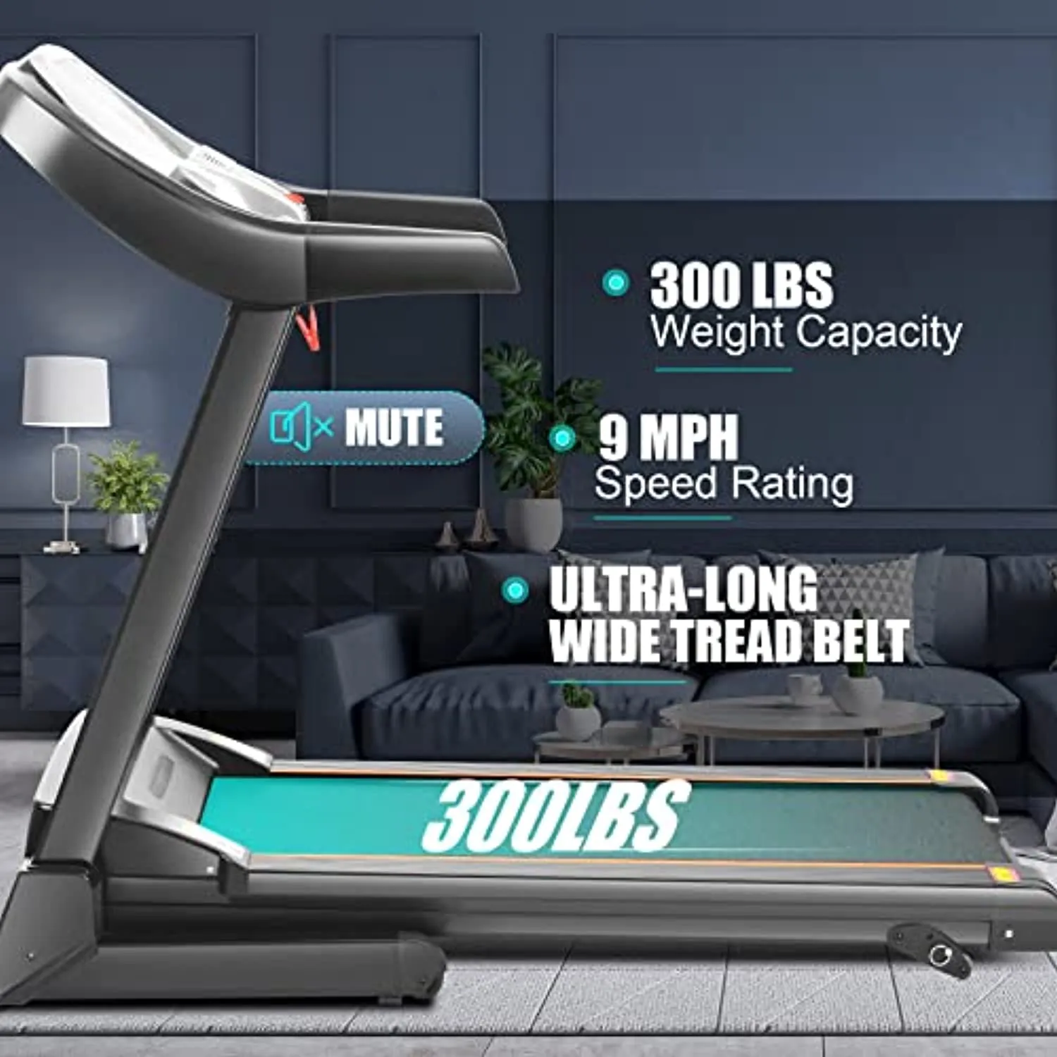 FUNMILY Folding Treadmill 3.25HP with Automatic Incline, 300 lbs Weight Capacity, 3.92ft x 1.41ft Wide Tread Belt, Electric Walking Running Treadmill Machine for Home