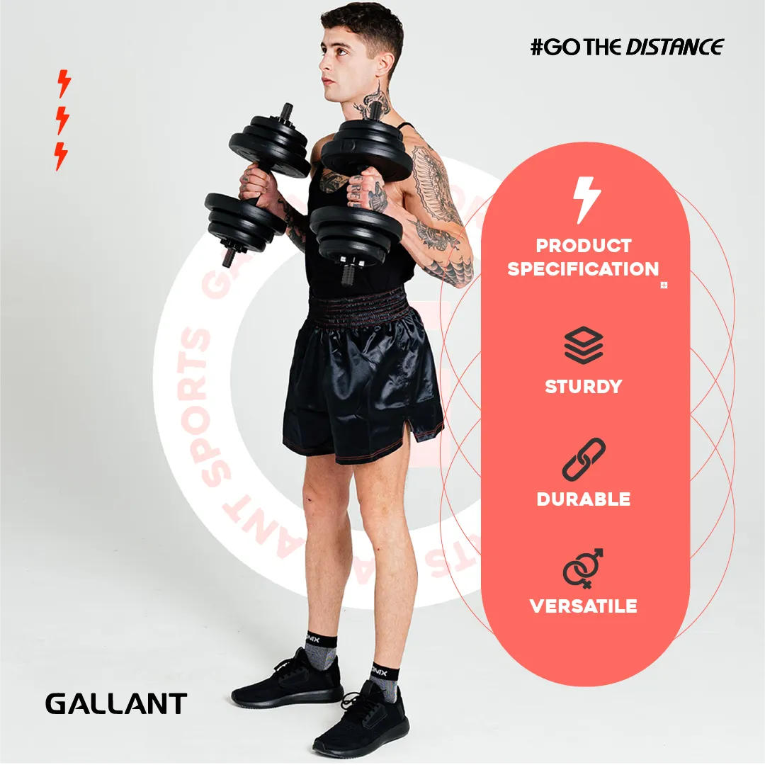 Gallant 10kg-20kg Adjustable Dumbbells Set, 2 in 1 Dumbbells and Barbell Hand Free Weights Dumbbells Set - Bar Weight Sets