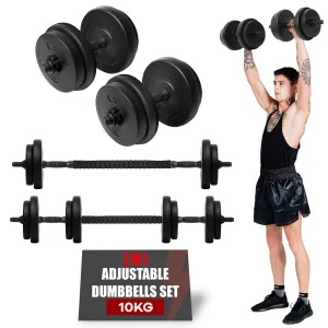 Gallant 10kg-20kg Adjustable Dumbbells Set, 2 in 1 Dumbbells and Barbell Hand Free Weights Dumbbells Set - Bar Weight Sets