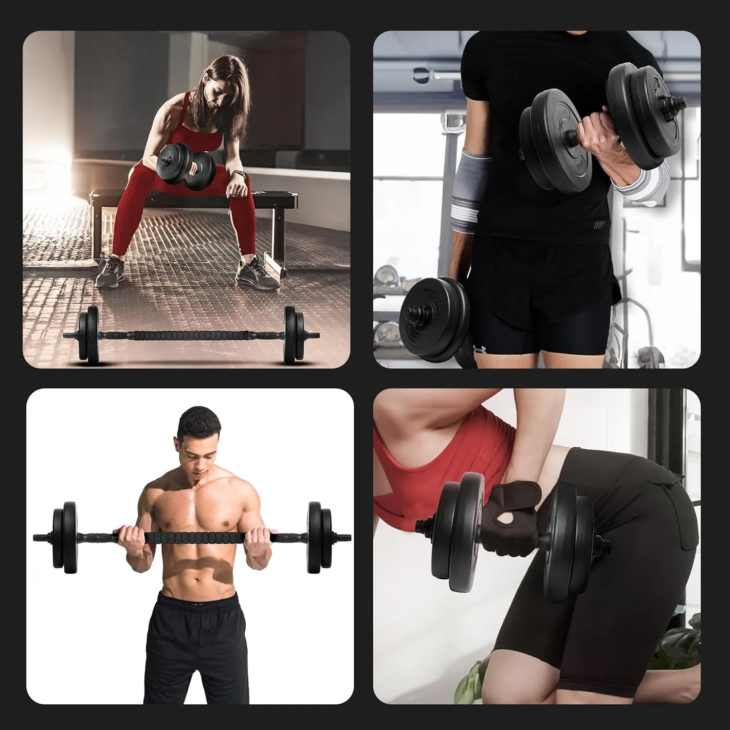 Gallant 10kg-20kg Adjustable Dumbbells Set, 2 in 1 Dumbbells and Barbell Hand Free Weights Dumbbells Set - Bar Weight Sets
