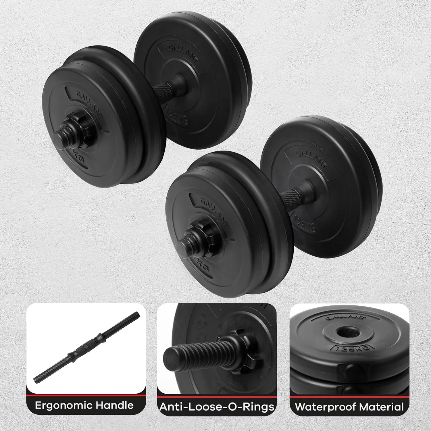 Gallant 10kg-20kg Adjustable Dumbbells Set, 2 in 1 Dumbbells and Barbell Hand Free Weights Dumbbells Set - Bar Weight Sets