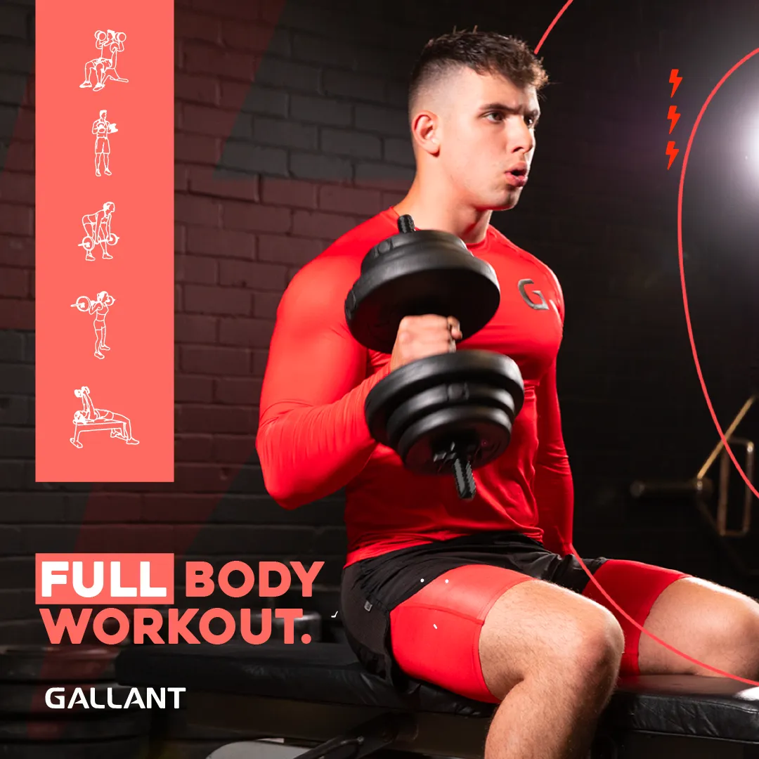 Gallant 10kg-20kg Adjustable Dumbbells Set, 2 in 1 Dumbbells and Barbell Hand Free Weights Dumbbells Set - Bar Weight Sets