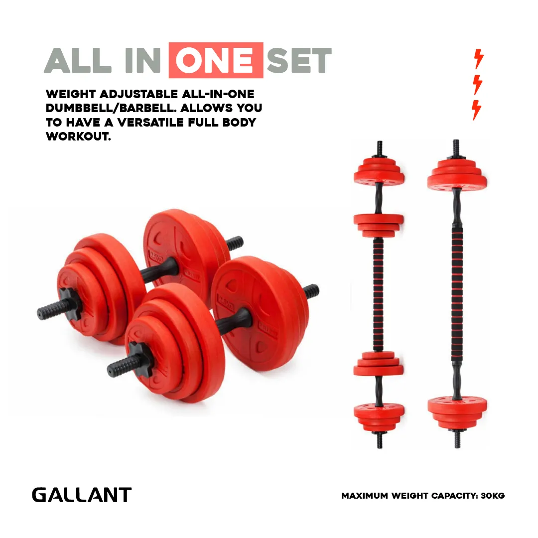 Gallant 20kg Adjustable Dumbbells Set, 2 in 1 Dumbbells and Barbell Hand Free Weights Dumbbells Set - Bar Weight Sets