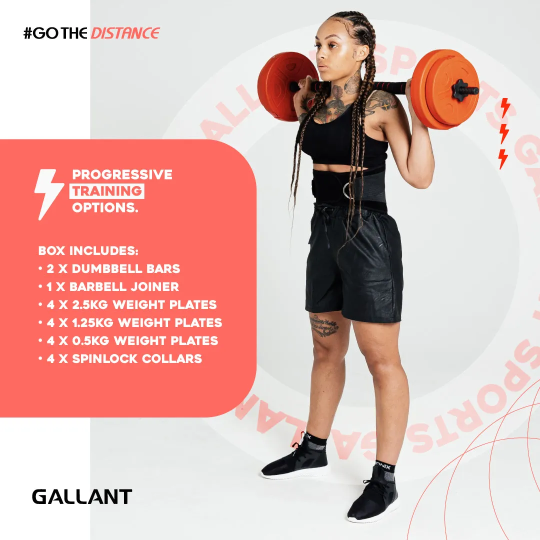 Gallant 20kg Adjustable Dumbbells Set, 2 in 1 Dumbbells and Barbell Hand Free Weights Dumbbells Set - Bar Weight Sets