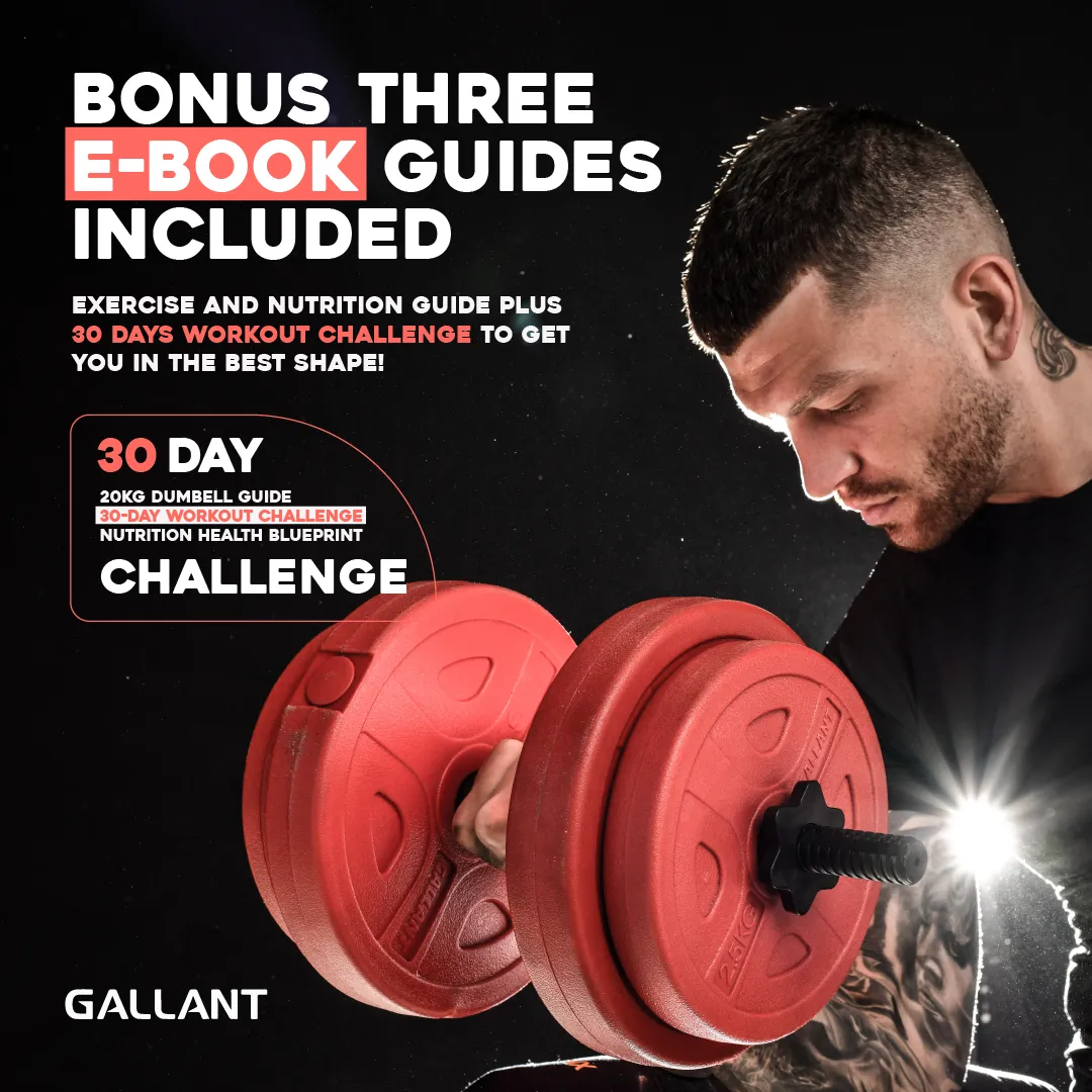 Gallant 20kg Adjustable Dumbbells Set, 2 in 1 Dumbbells and Barbell Hand Free Weights Dumbbells Set - Bar Weight Sets
