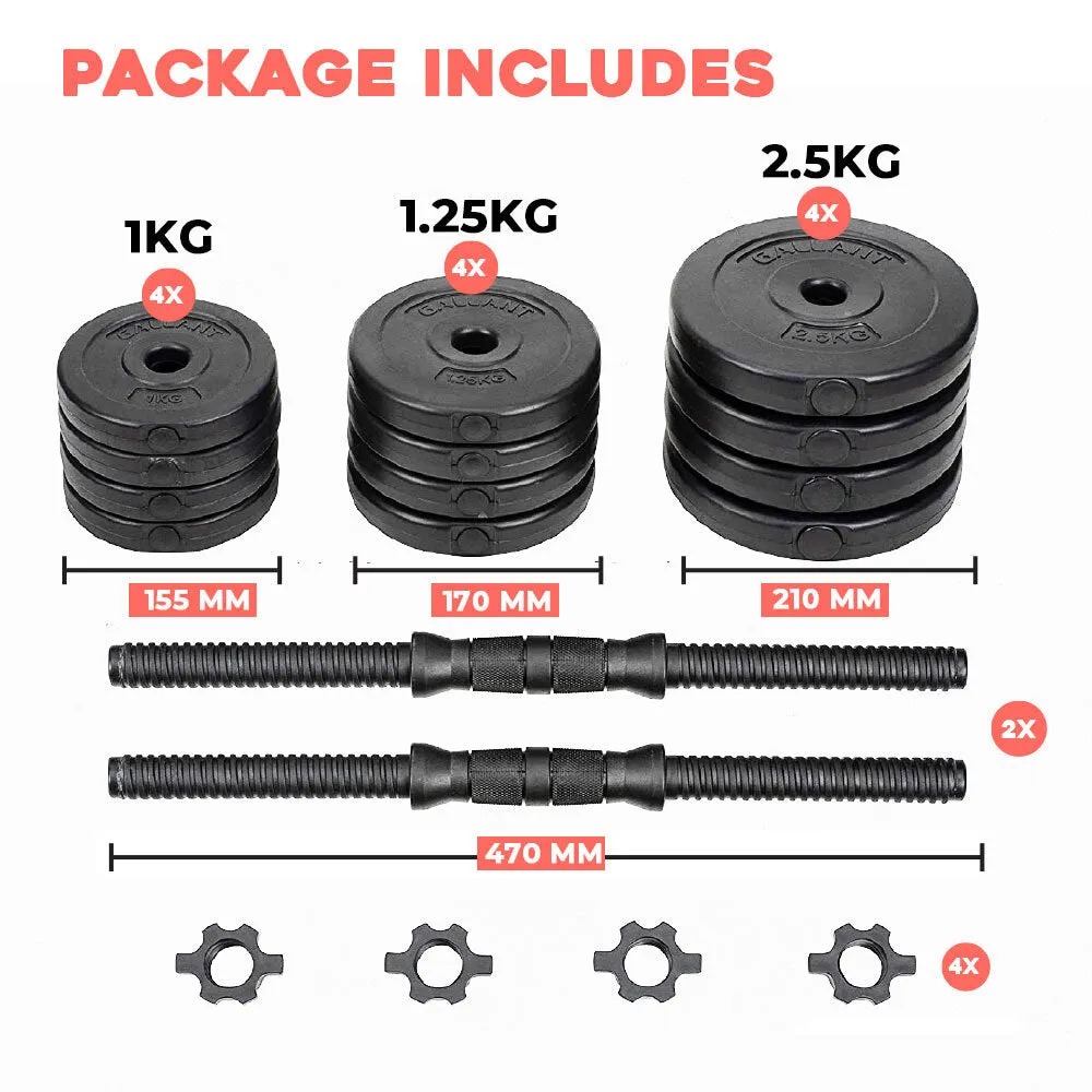 Gallant 20kg Adjustable Weights Dumbbells Set - Dumbbells Hand Free Weights Set for Strength Training - Changeable Dumbbells
