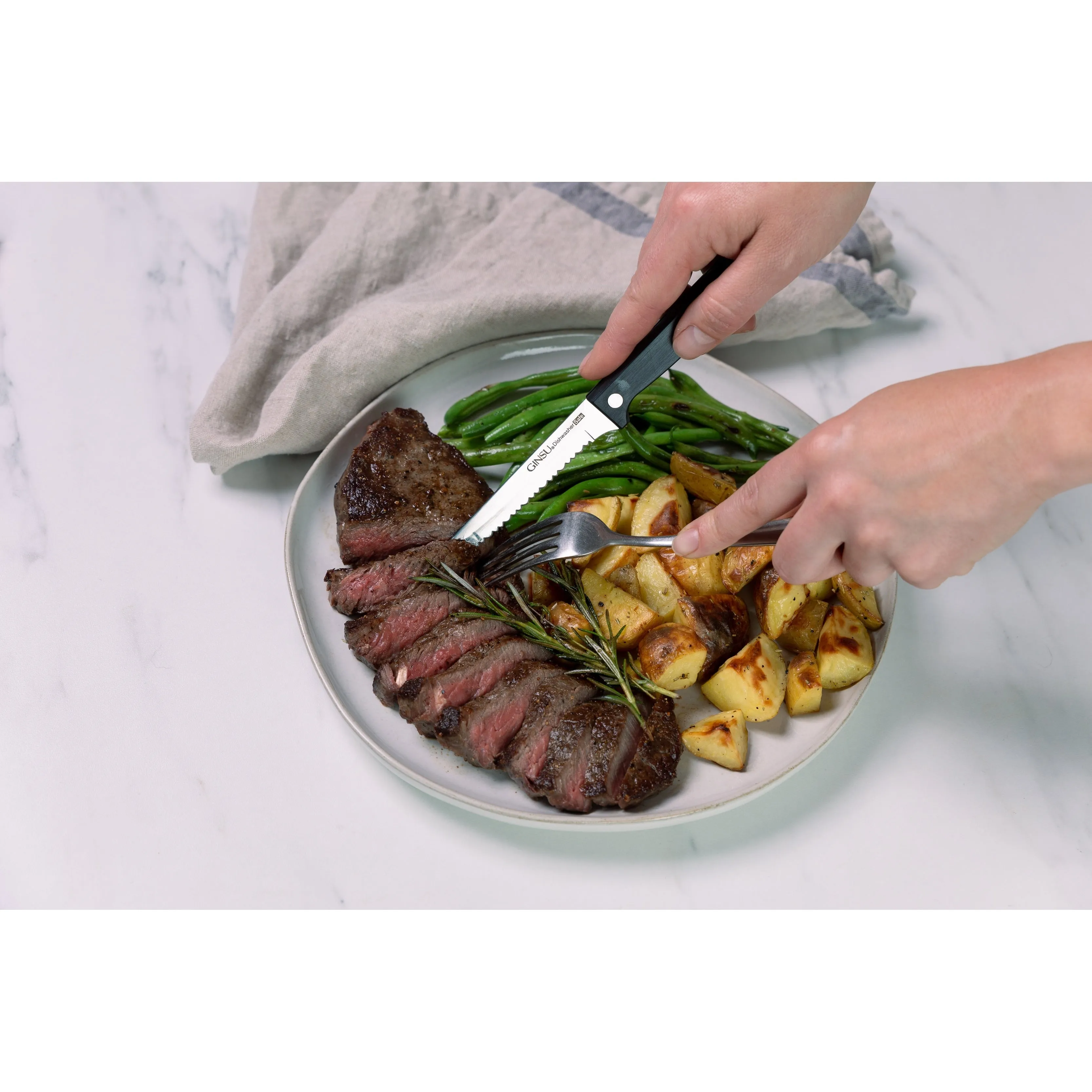 Ginsu Kiso Dishwasher Safe Black 6 Piece Steak Knife Set