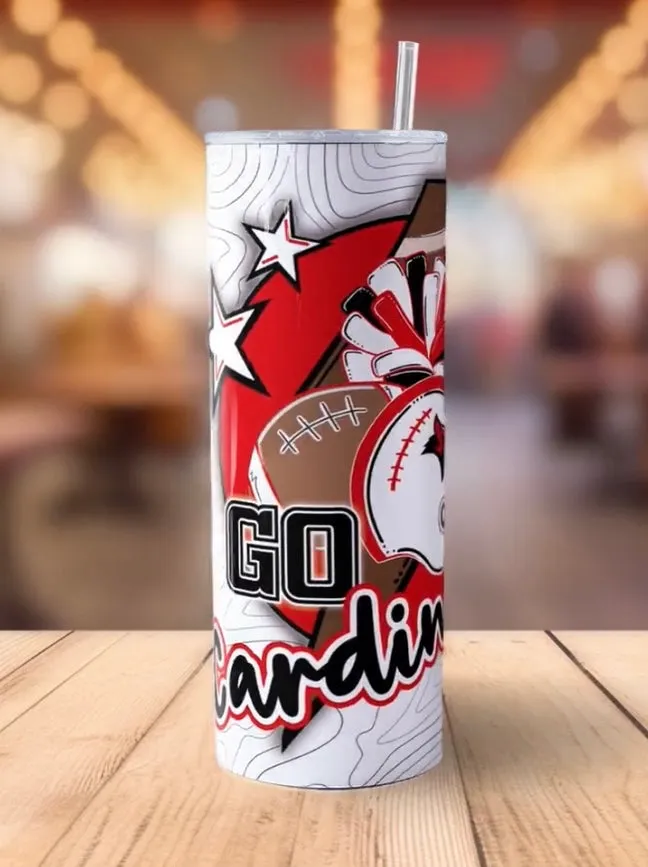Go Cardinals sports team- 20oz stainless steel Tumbler
