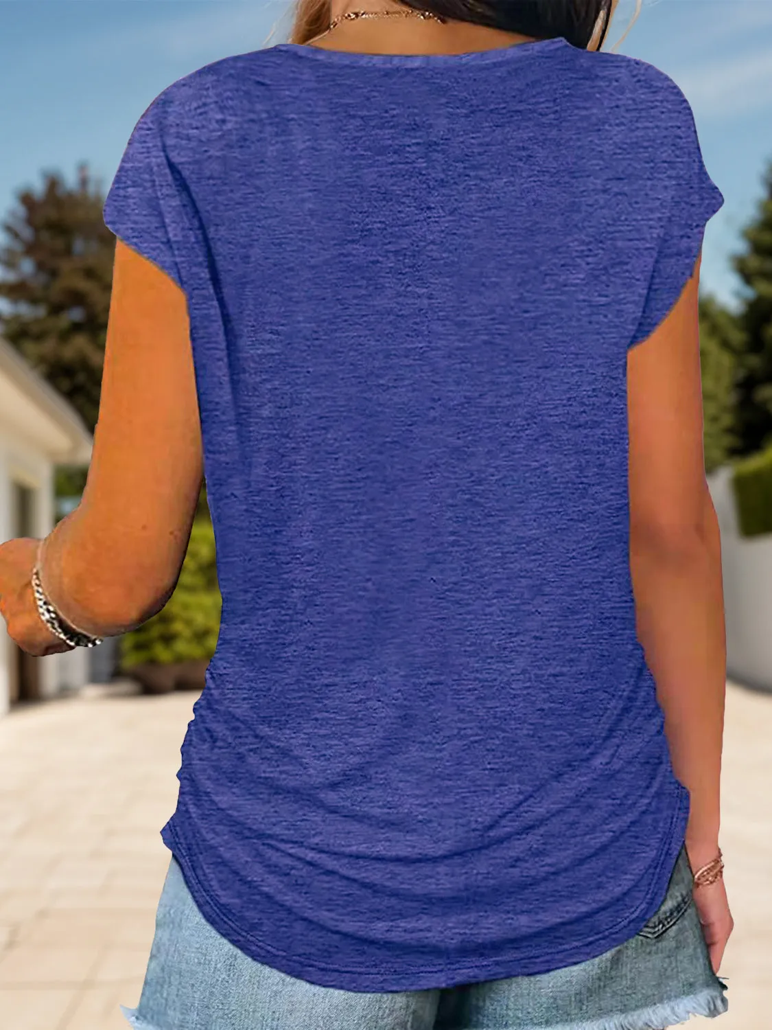 Half Zip Cap Sleeve Top (8 Colors)