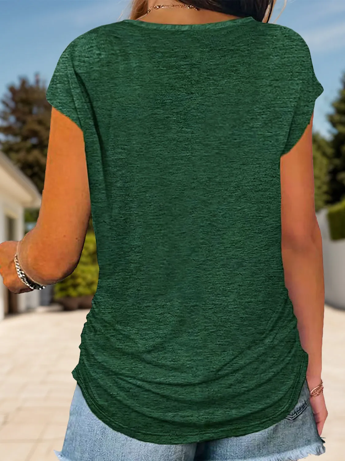Half Zip Cap Sleeve Top (8 Colors)