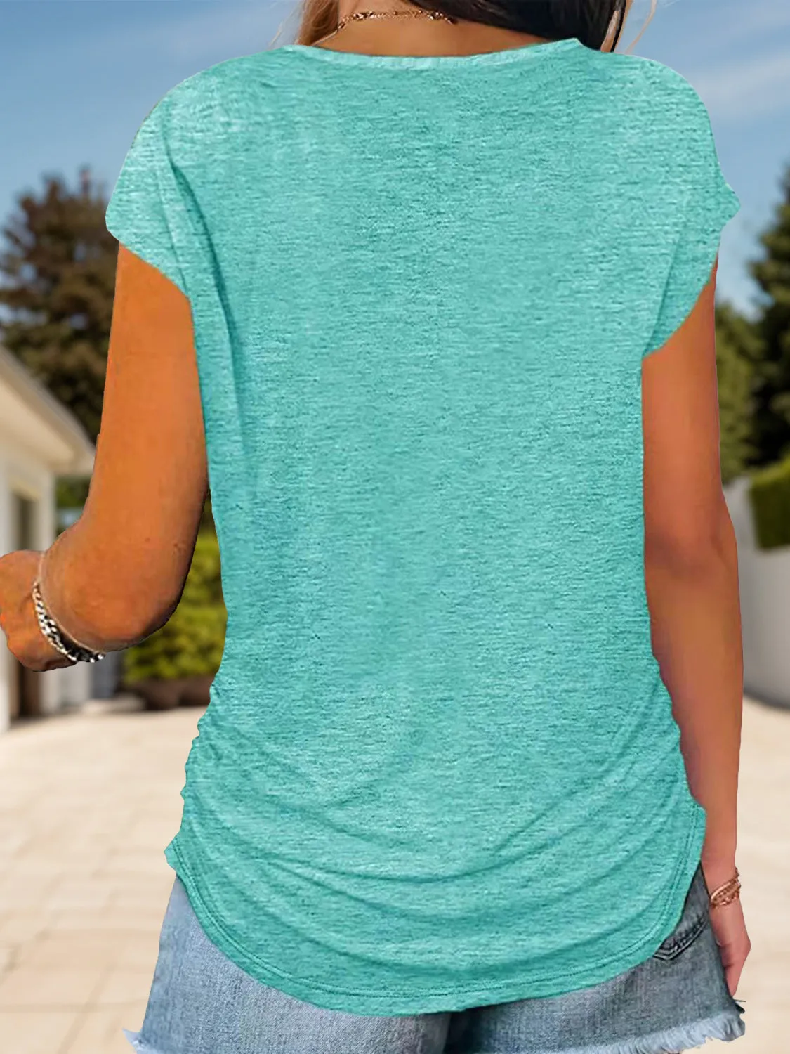 Half Zip Cap Sleeve Top (8 Colors)
