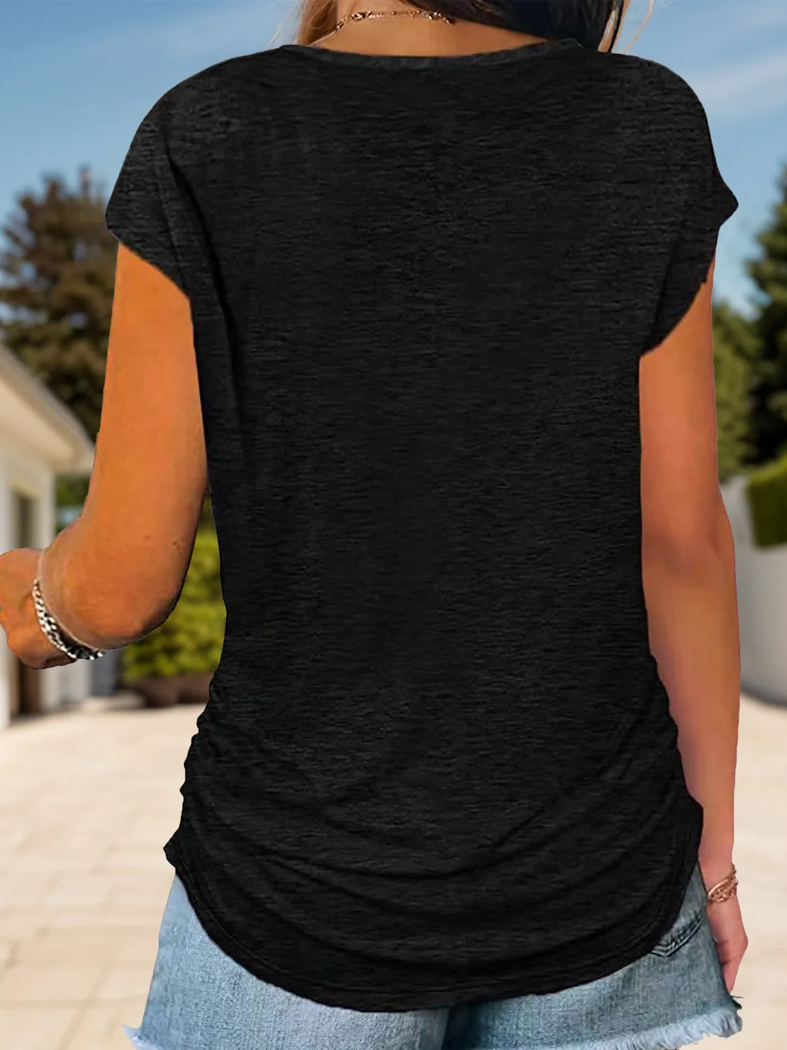 Half Zip Cap Sleeve Top (8 Colors)