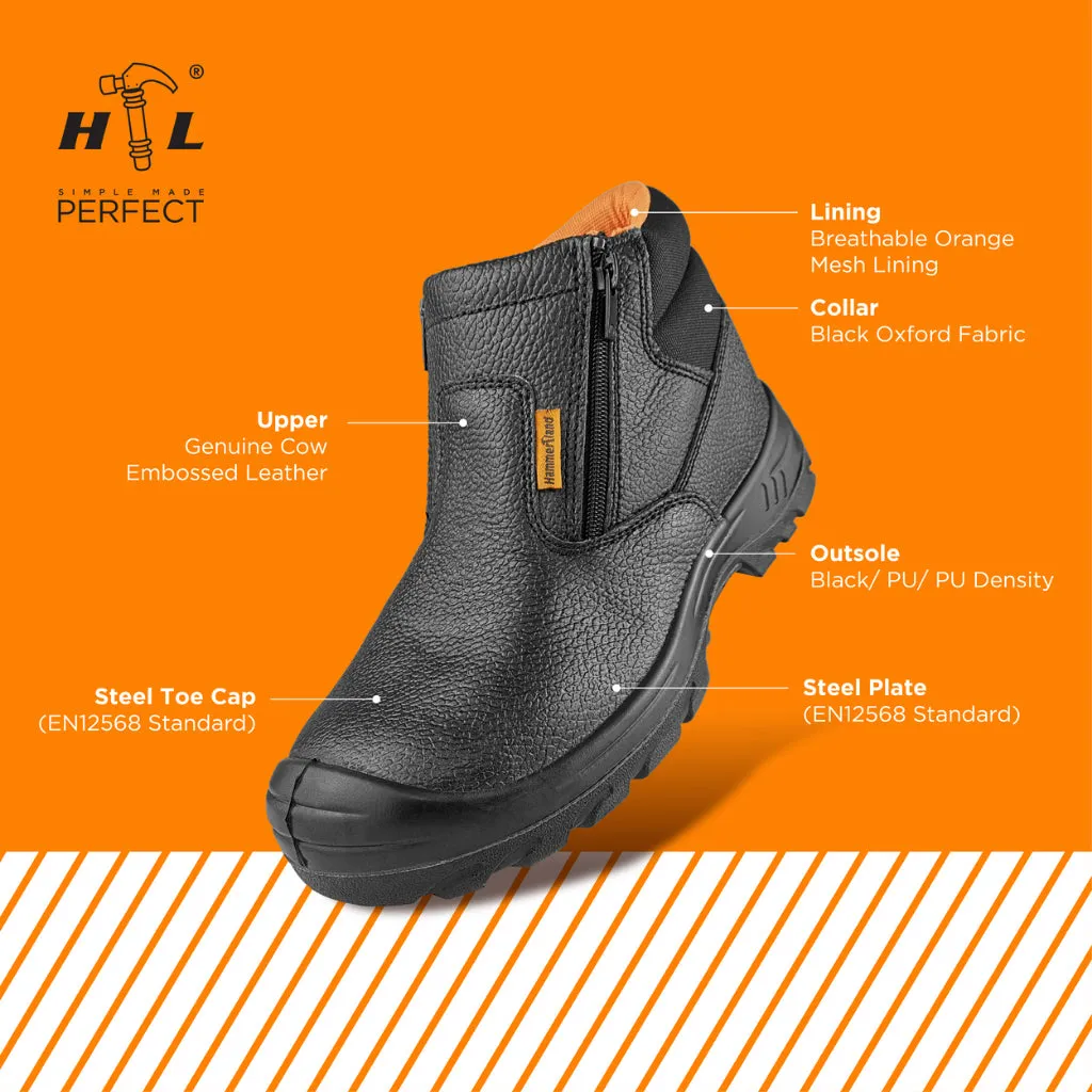 Hammerland Men Mid Cut with Double Zip Safety Shoes HAM-3009 GK