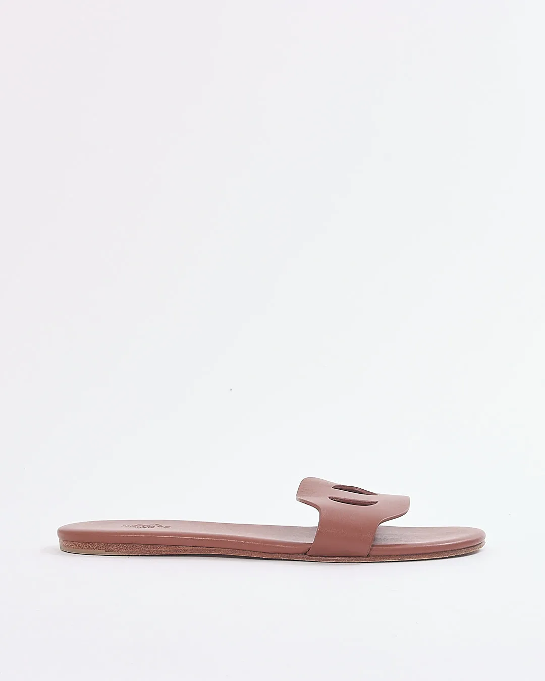Hermes Gold Swift Lisboa Leather Slide Sandals - 38