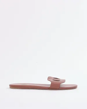Hermes Gold Swift Lisboa Leather Slide Sandals - 38