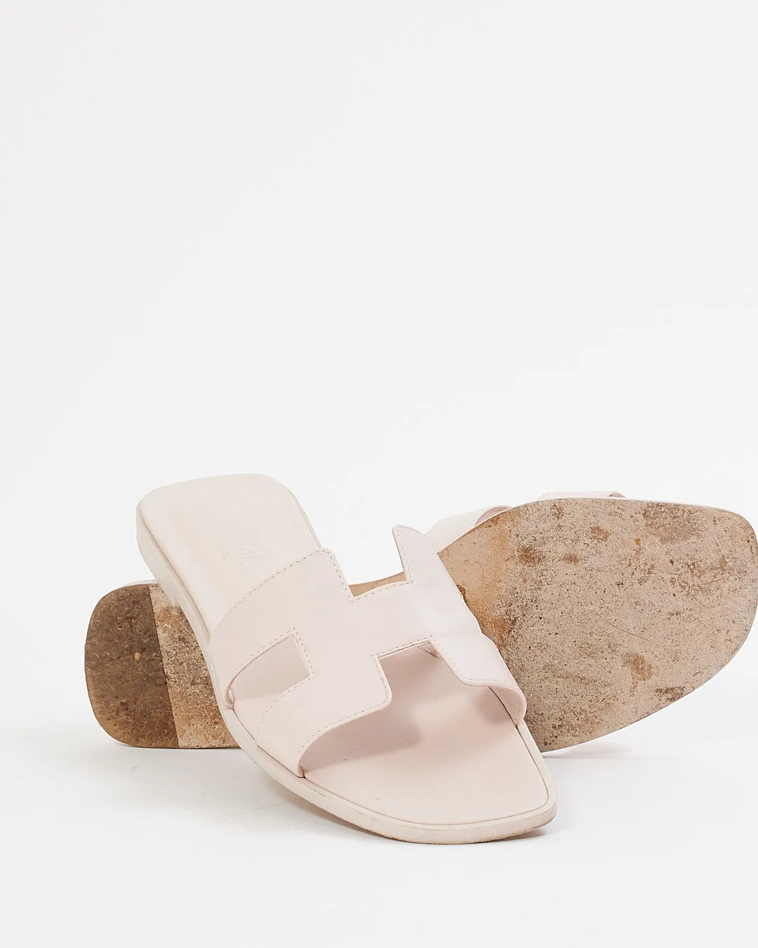 Hermes Pale Pink Swift Leather Oran Sandal - 39