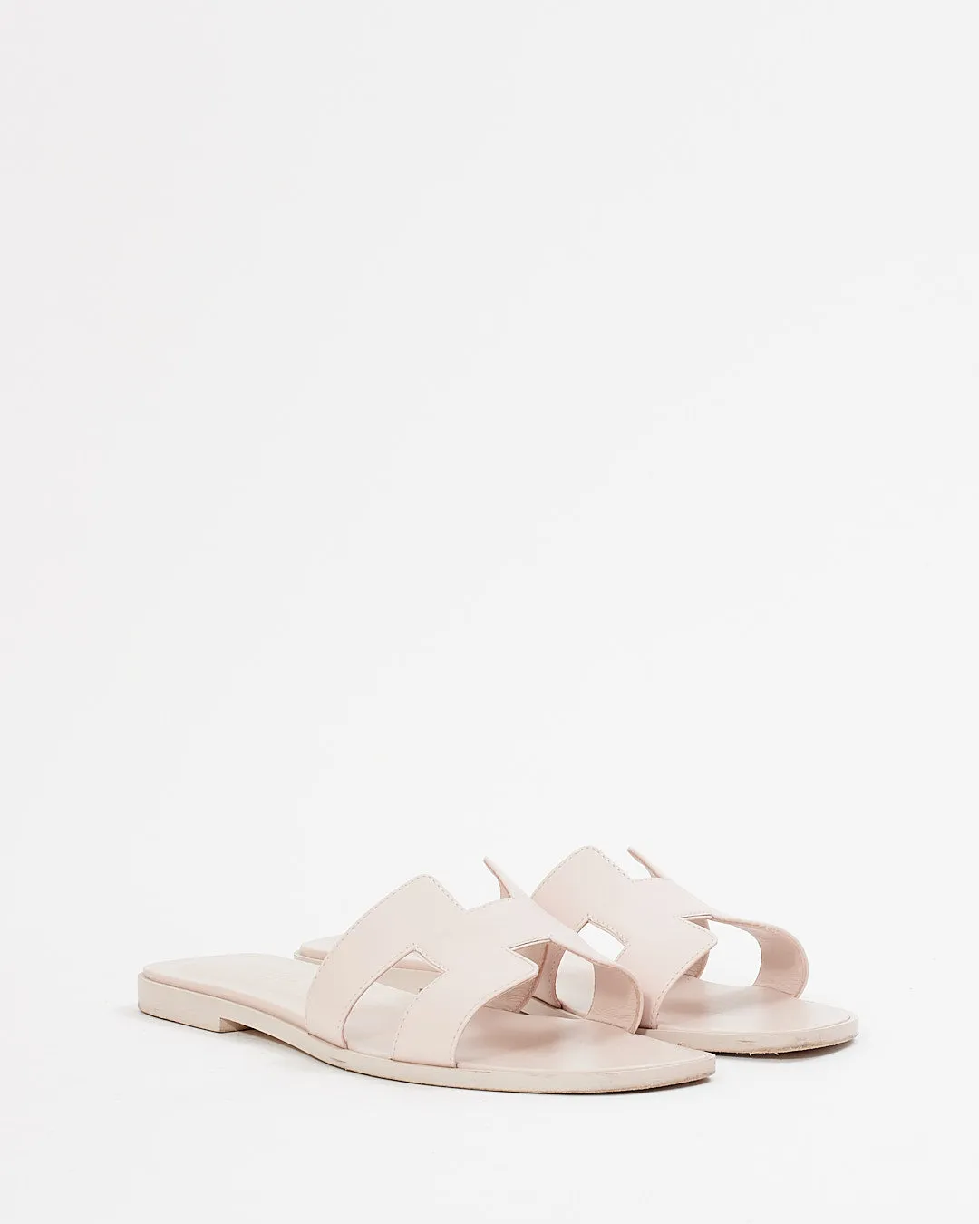 Hermes Pale Pink Swift Leather Oran Sandal - 39
