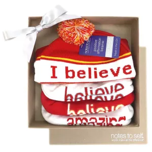 I believe set - 3 pairs of red & white-themed socks & beanie in kraft gift box