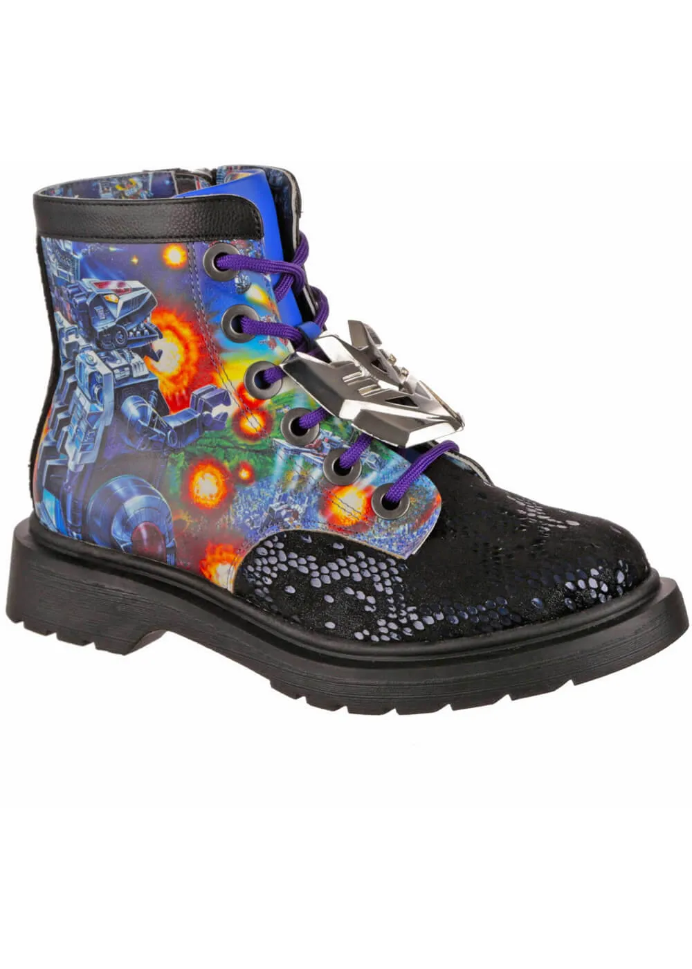 Irregular Choice x Transformers Battle Ready Boots Blue Purple
