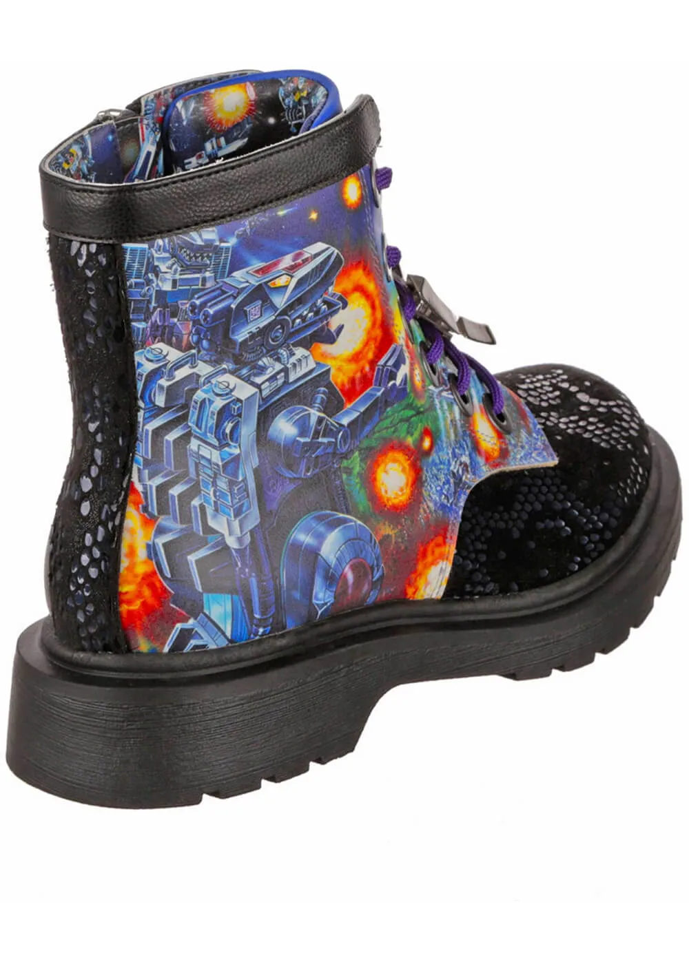 Irregular Choice x Transformers Battle Ready Boots Blue Purple