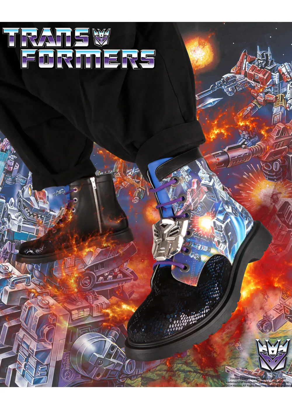 Irregular Choice x Transformers Battle Ready Boots Blue Purple