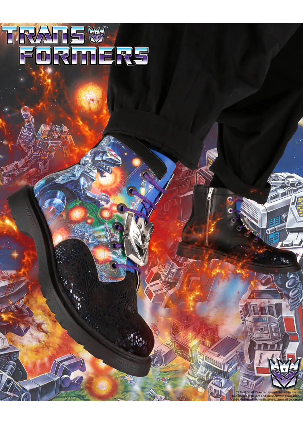 Irregular Choice x Transformers Battle Ready Boots Blue Purple