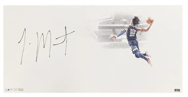 Ja Morant Autographed Grizzlies "White Out" 14" x 28" Photo Panini LE 112/112