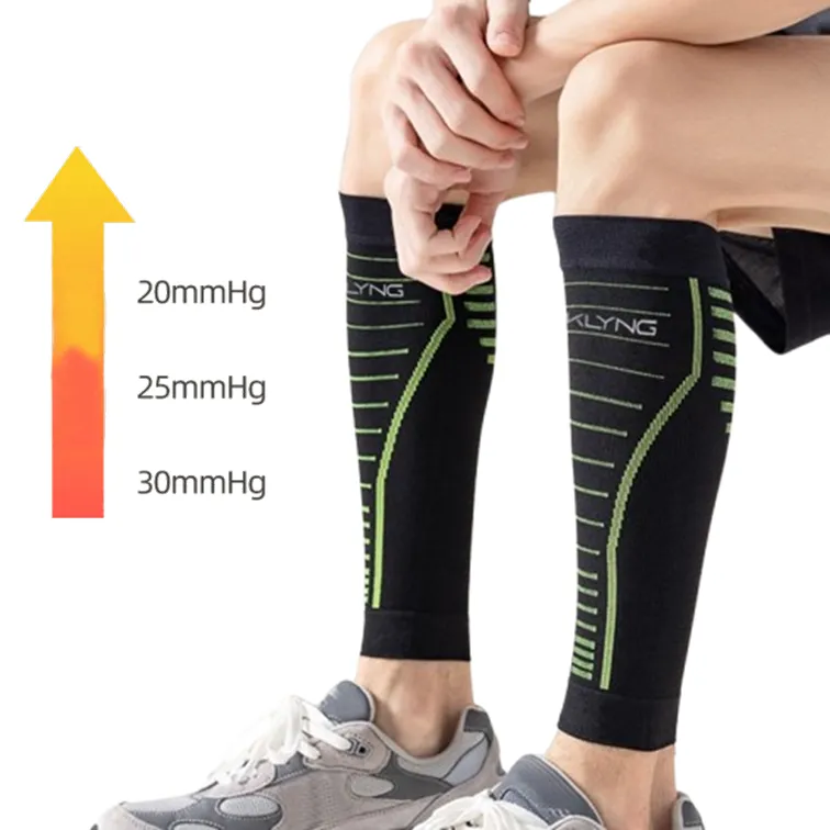 Klyng Unisex Pro Pickleball Lines-Up Green Graduated Compression Calf Sleeves