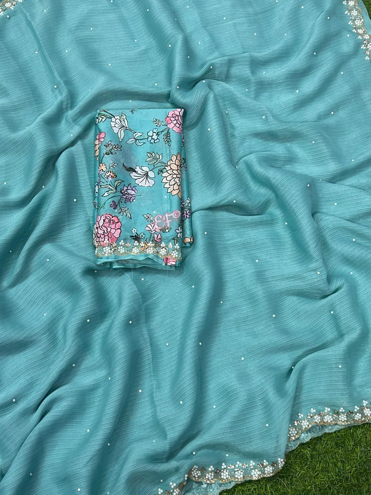 Latest and Exclusive Cocktail Party Georgette Silk Saree