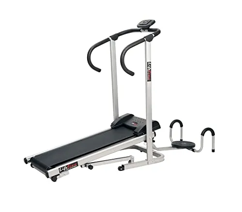 Life Line Fitness LT-202 Manual Treadmill 3in1 with a Twister and Push-up Stand & Walking and Running Foldable Multifunctional Jogger Machine 2 Level Inclination, Made in India, Black