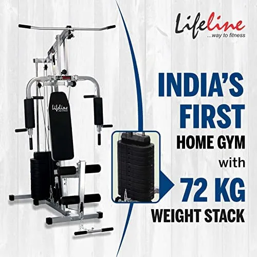 Lifeline Fitness HG-002 Multi Home Gym Combo with LT-201 Manual Treadmill for Home Gym Exercise with Cardio Weight Loss , 2 Level Inclination