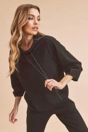 Lightweight Drawstring Mock Neck Sweatshirt