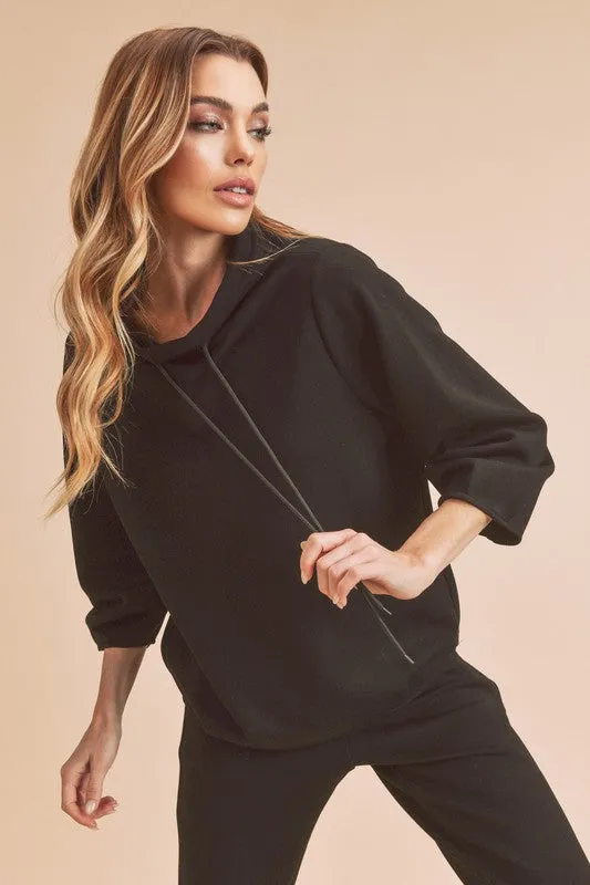Lightweight Drawstring Mock Neck Sweatshirt