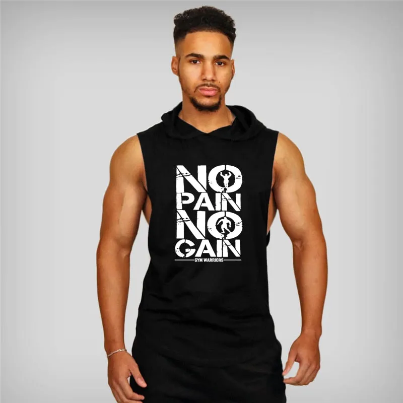 Men Bodybuilding Hooded Tank Top