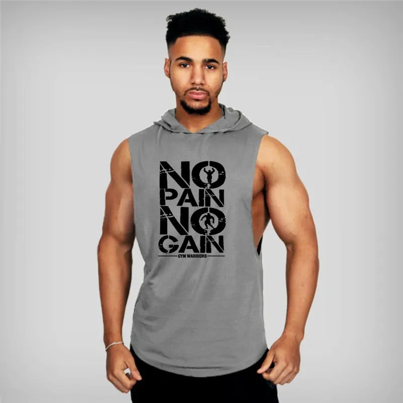 Men Bodybuilding Hooded Tank Top