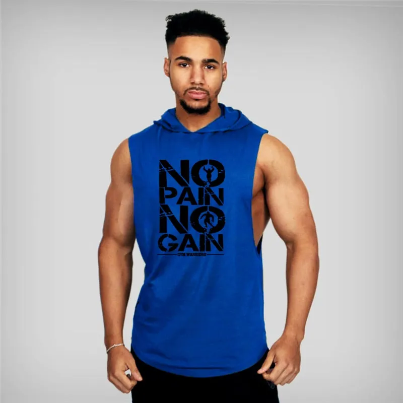Men Bodybuilding Hooded Tank Top