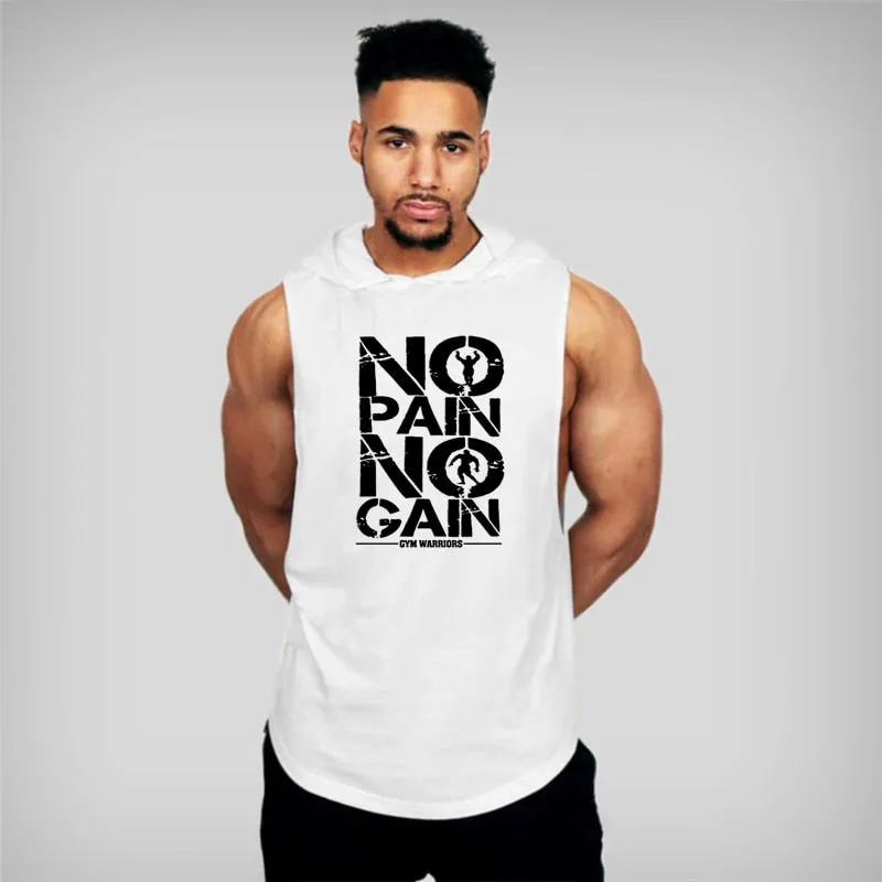 Men Bodybuilding Hooded Tank Top