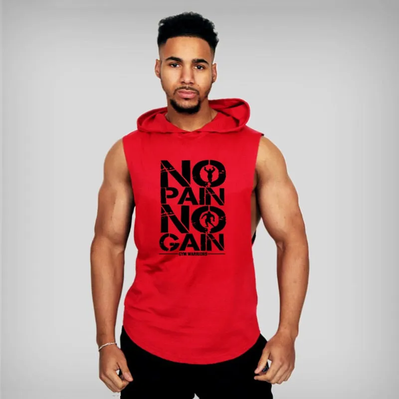 Men Bodybuilding Hooded Tank Top